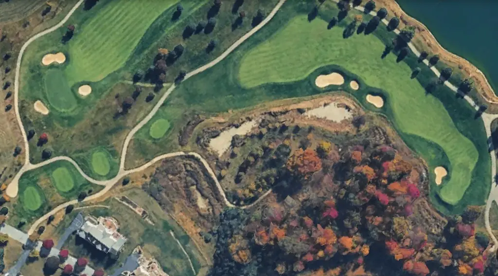 Aerial view of a golf course